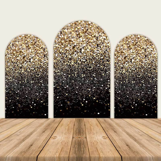 Black Gold Glitter Arched Wall Cover-ubackdrop