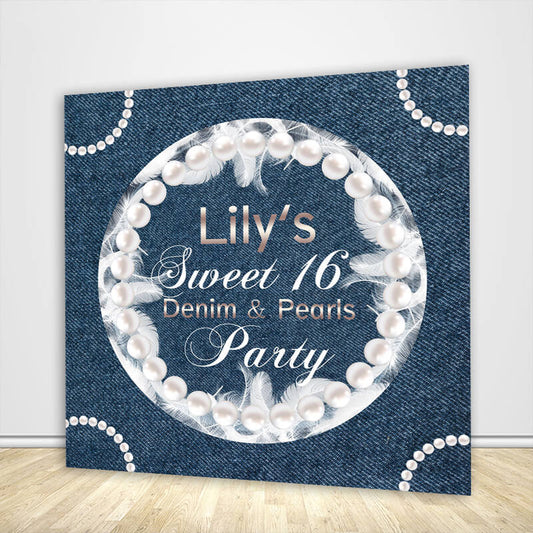 Blue Sweet 16 Birthday Party Backdrop-ubackdrop