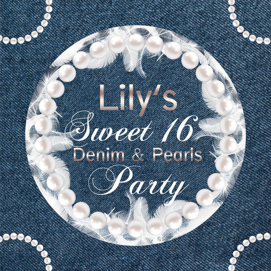 Blue Sweet 16 Birthday Party Backdrop-ubackdrop