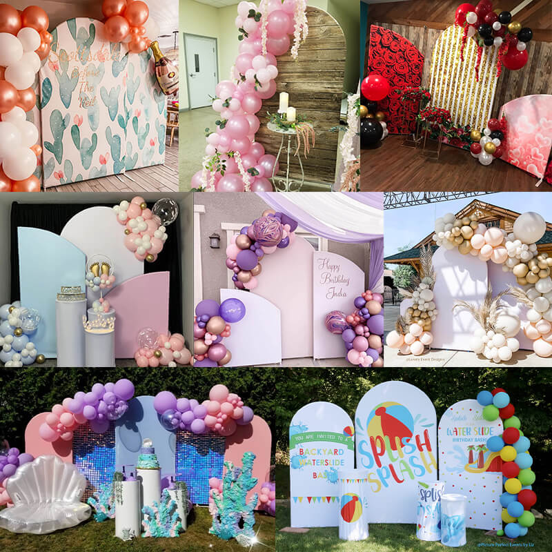 Open Pink Theme Arch Backdrop Kit For Birthday Party
