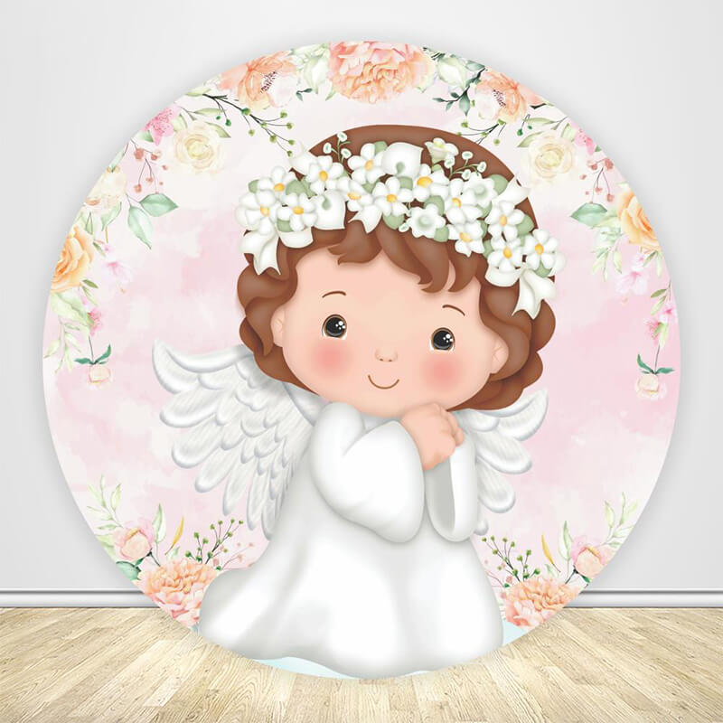 Baptism Ideas for Girl Round Backdrop Cover-ubackdrop