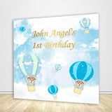 Bear and Hot Air Balloon Backdrop for 1st Birthday Party Decoration - Designed, Printed & Shipped