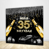 Birthday Black and Gold Backdrop