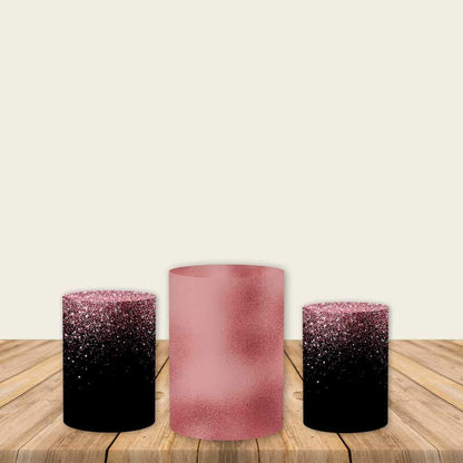 Black Rose Gold Glitter Fabric Pedestal Covers-ubackdrop