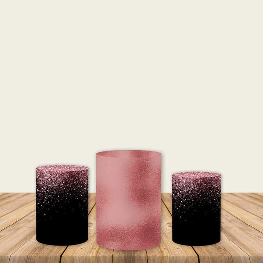 Black Rose Gold Glitter Fabric Pedestal Covers-ubackdrop