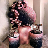 Black Rose Gold Glitter Round Backdrop Cover