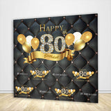 Black and Gold 80th Birthday Step and Repeat Backdrop - Designed, Printed & Shipped