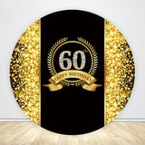 Black and Gold Birthday Circle Backdrop Cover