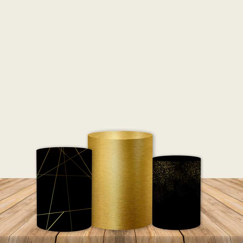 Black and Gold Fabric Pedestal Covers-ubackdrop