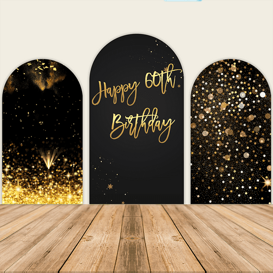 Black and Gold Theme Chiara Backdrop Arched Wall Covers ONLY-ubackdrop