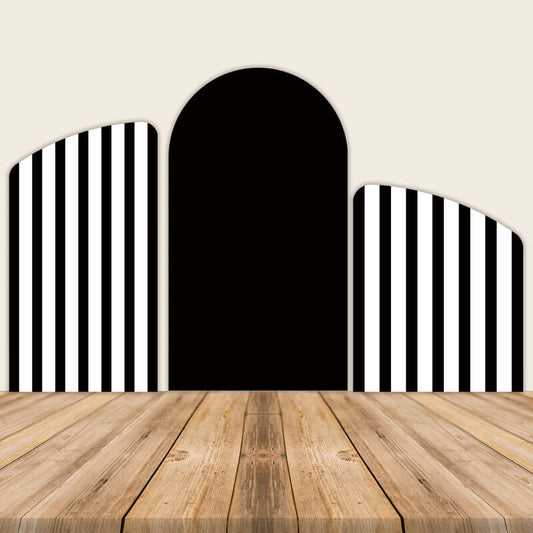 Black and White Stripes Chiara Backdrop Arched Wall Covers ONLY-ubackdrop