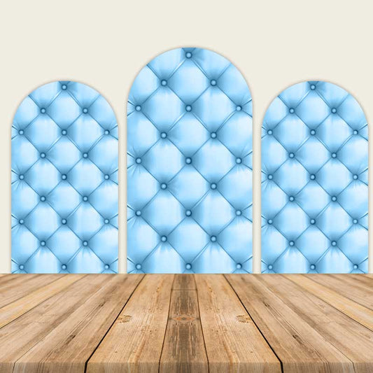 Blue Leather Baby Shower Arch Walls Backdrop-ubackdrop