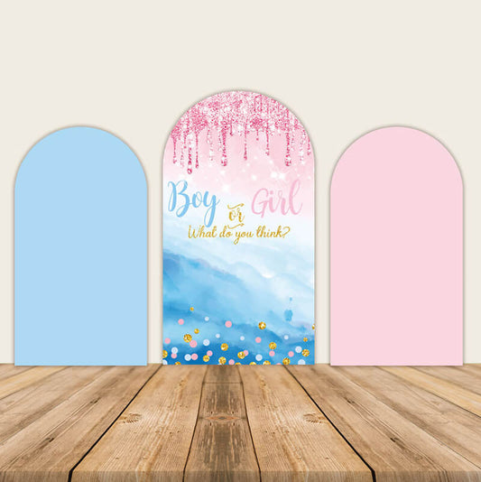 Boy Girl Gender Reveal Arch Wall Covers-ubackdrop