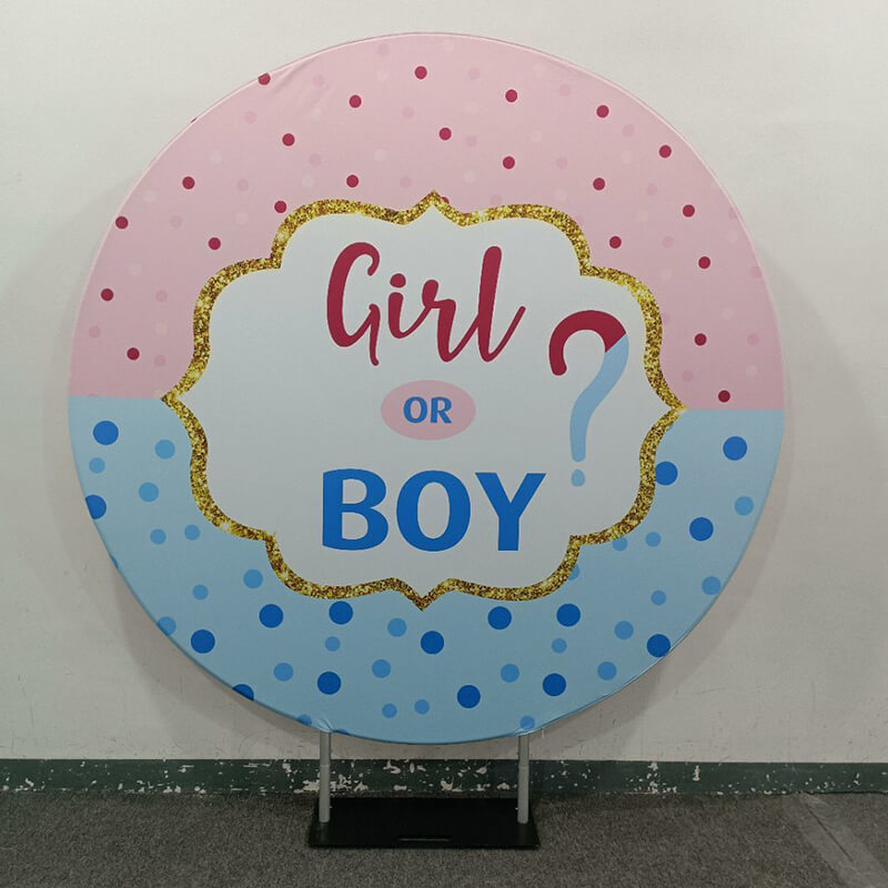 Boy or Girl Gender Reveal Round Backdrop Cover-ubackdrop