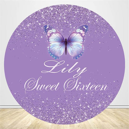 Butterfly Theme Birthday Circle Backdrop Cover-ubackdrop