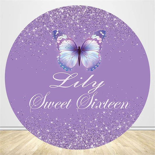 Butterfly Theme Birthday Circle Backdrop Cover-ubackdrop