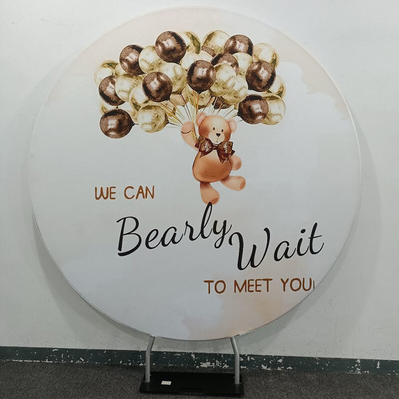 Can Bearly Wait Round Backdrop for Baby Shower Decoration-ubackdrop