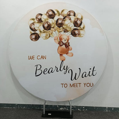 Can Bearly Wait Round Backdrop for Baby Shower Decoration-ubackdrop