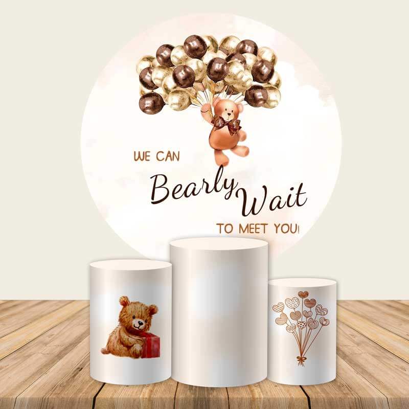 Can Bearly Wait Round Backdrop for Baby Shower Decoration-ubackdrop
