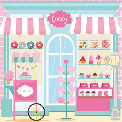 Candy Shop Ice Cream Sweet Girl Birthday Party Backdrop-ubackdrop