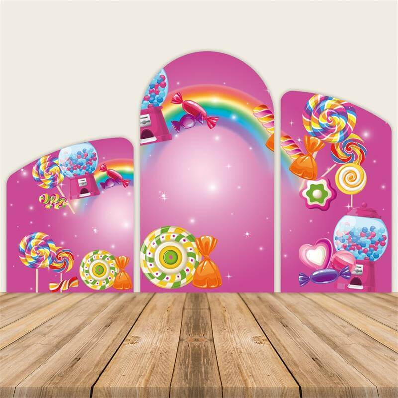 Candy Themed Girl Birthday Party Chiara Arched Wall Covers-ubackdrop