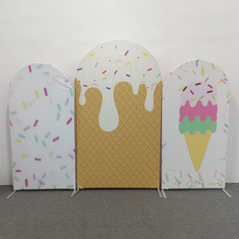 Candy and Ice Cream Theme Birthday Party Decoration Chiara Backdrop Arched Wall Covers ONLY-ubackdrop