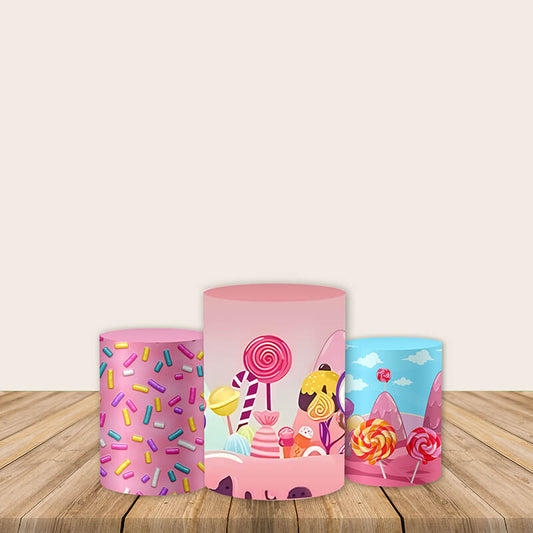 Candyland Themed Fabric Pedestal Covers-ubackdrop