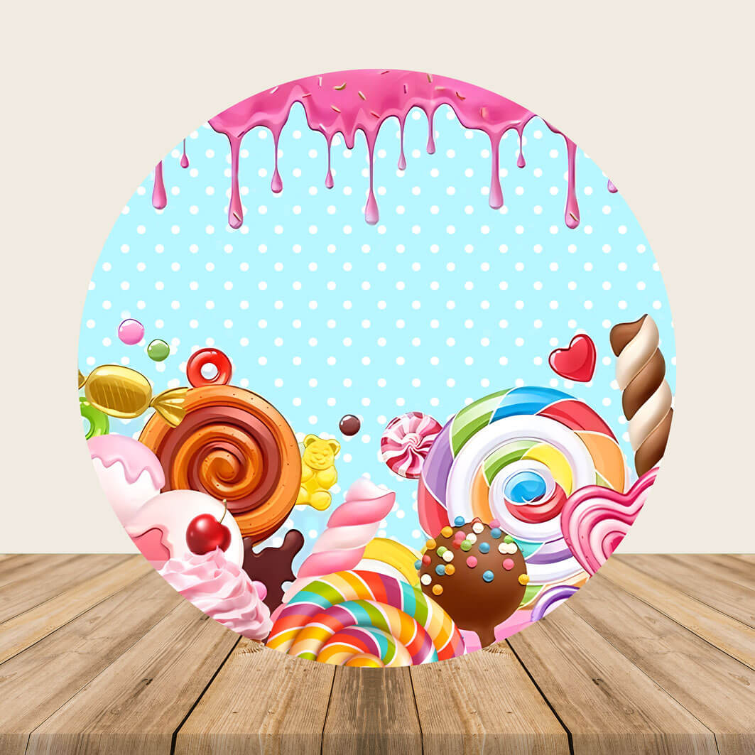 Candyland Themed Round Backdrop Cover-ubackdrop
