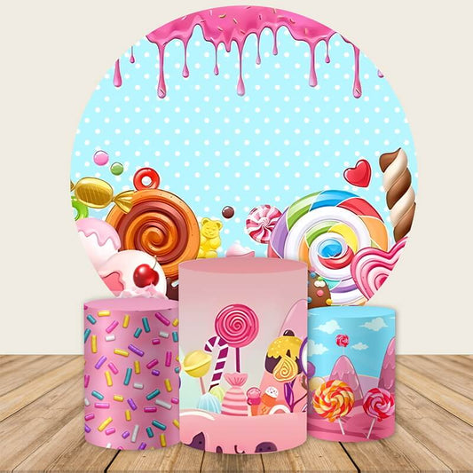 Candyland Themed Round Backdrop Cover-ubackdrop