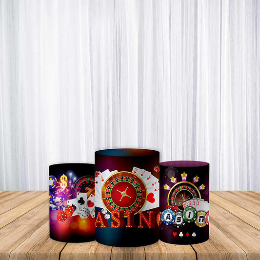 Casino Night Birthday Plinth Cover Printed Fabric Pedestal Cover-ubackdrop