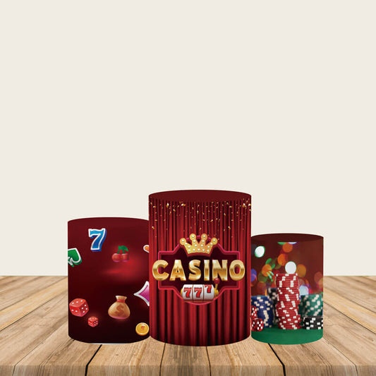 Casino Party Plinth Cover Printed Fabric Pedestal Cover-ubackdrop