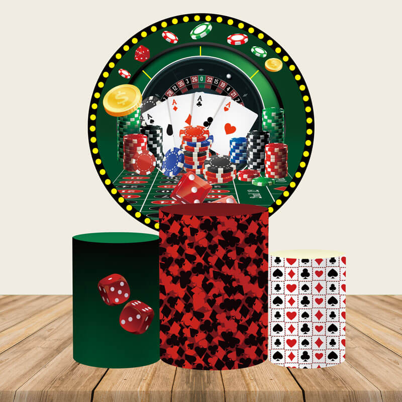 Casino Playing Cards Circle Backdrop Cover-ubackdrop
