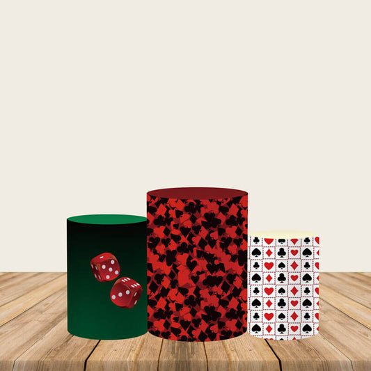 Casino Playing Cards Plinth Cover Printed Fabric Pedestal Cover-ubackdrop