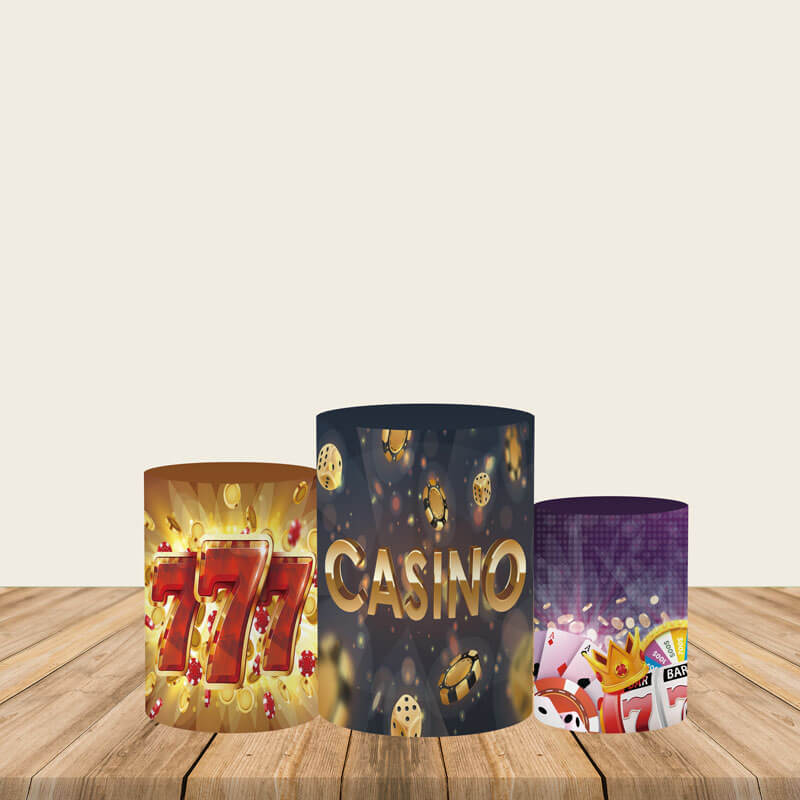 Casino Theme Plinth Cover Printed Fabric Pedestal Cover-ubackdrop