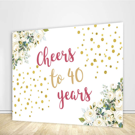 Cheers to 40 Years Backdrop 40th Birthday Banner-ubackdrop