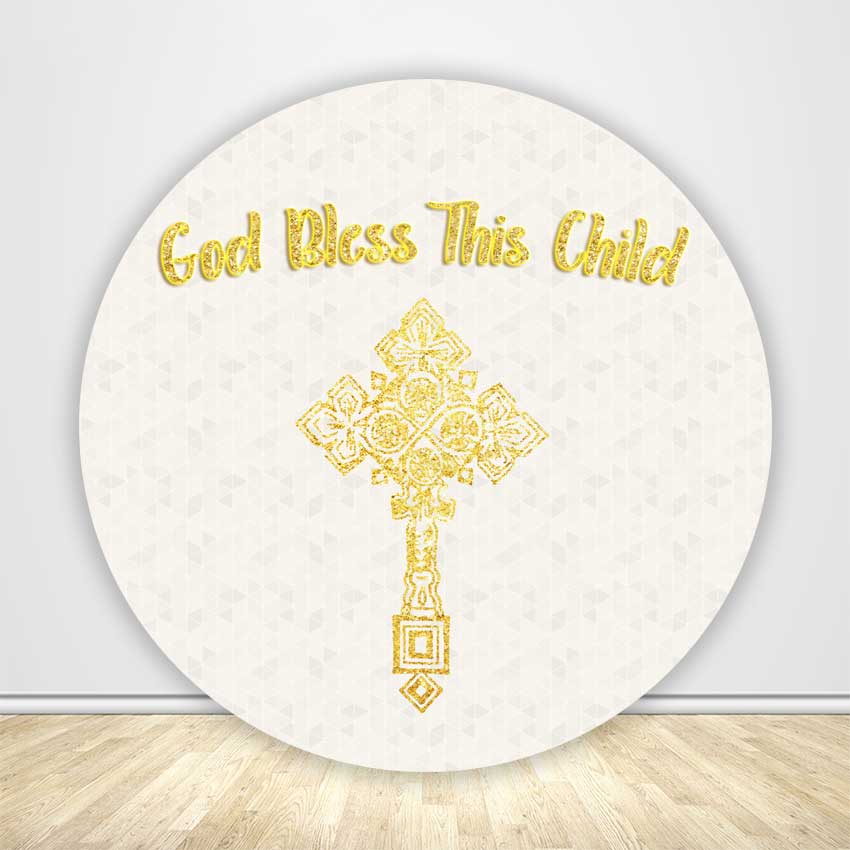 Christening Simple Round Backdrop Cover-ubackdrop