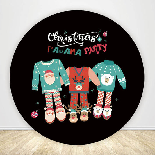 Christmas Pajama Party Round Backdrop Cover-ubackdrop