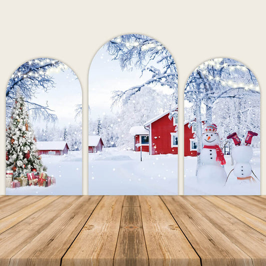 Christmas Snow Winter Wonderland Chiara Arched Wall Covers-ubackdrop