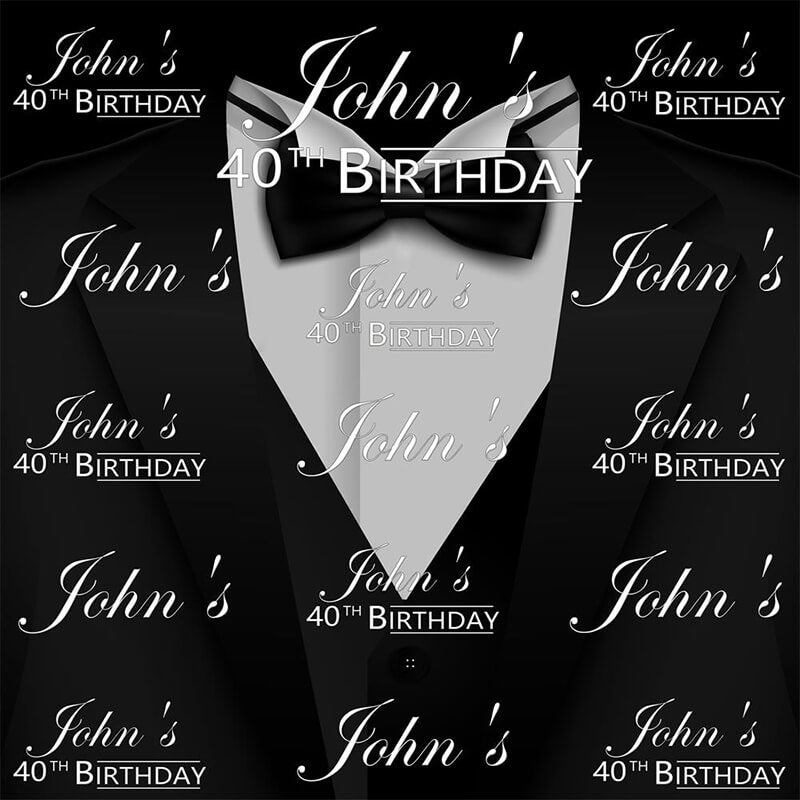 Black Men Suit Custom 40th Birthday Theme Backdrop