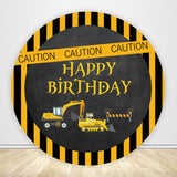 Construction Birthday Party Boy Round Backdrop Cover