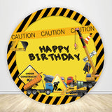 Construction Theme Birthday Party Boy Round Backdrop Cover