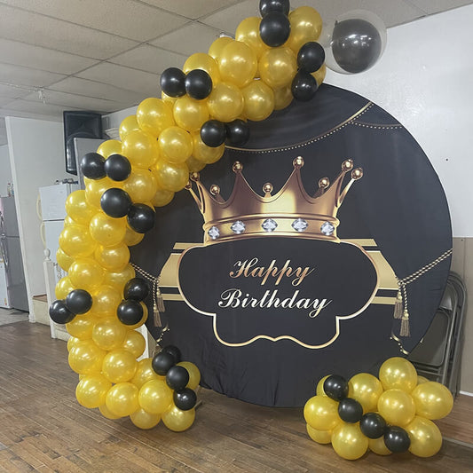 King's Crown Birthday Party Round Backdrop Cover-ubackdrop