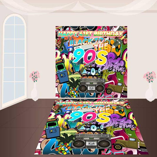 Custom 90S Floor Decals for Birthday Decoration-ubackdrop
