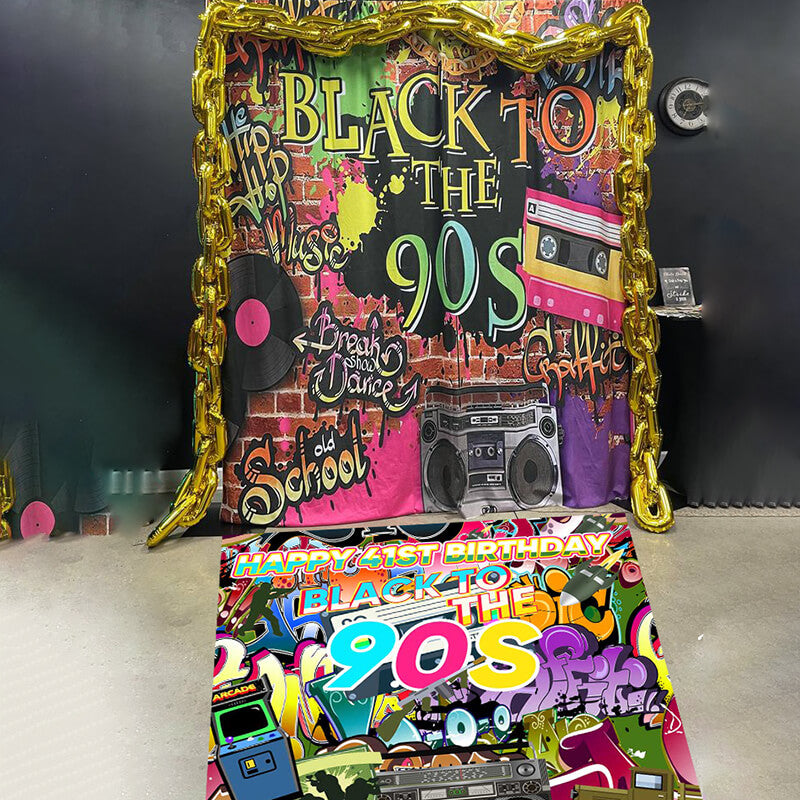 Custom 90S Floor Decals for Birthday Decoration-ubackdrop
