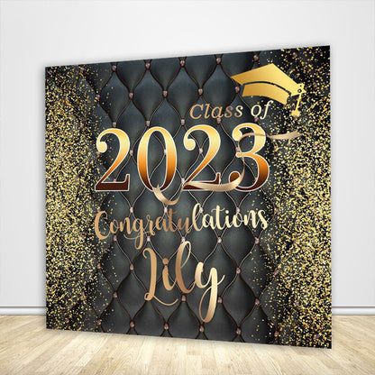 Custom Black & Gold Graduation Backdrop - Designed, Printed & Shipped-ubackdrop