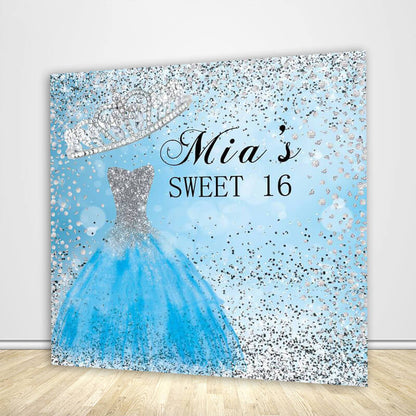 Custom Sweet 16 Backdrop Dress and Crown Step and Repeat - Designed, Printed & Shipped-ubackdrop