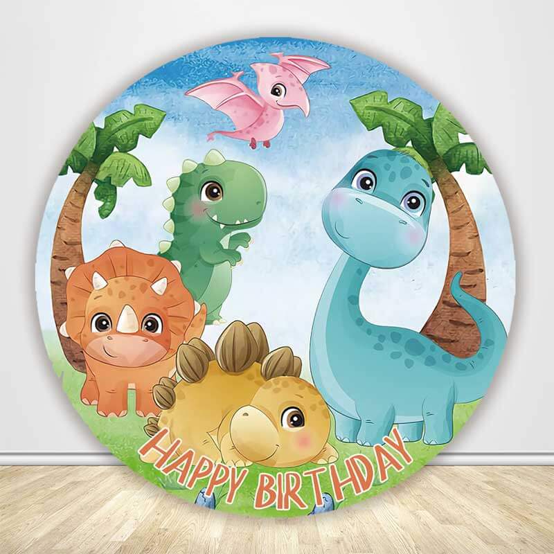 Cute Dinosaur Circle Backdrop Cover-ubackdrop