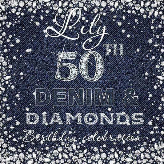 Denim Diamonds Birthday Party Backdrop-ubackdrop