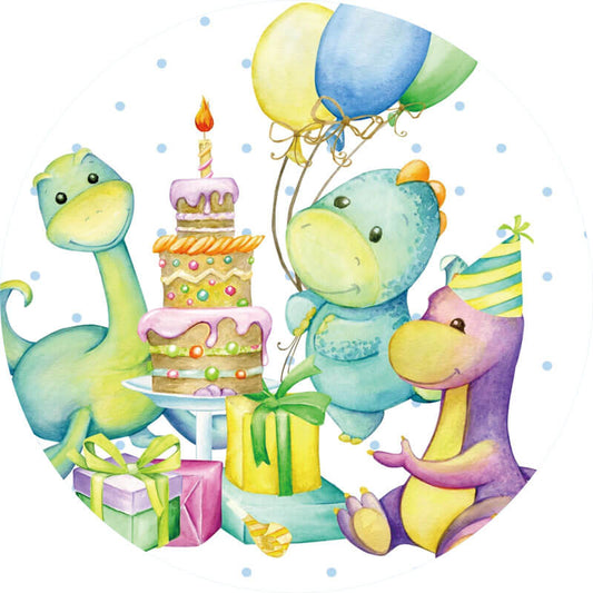 Dinosaur Round Backdrop for Birthday Decor-ubackdrop