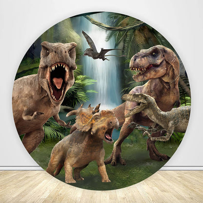 Dinosaur Theme Birthday Party Round Backdrop Cover-ubackdrop